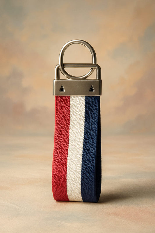Schlüsselanhänger im Tricolor-Design – Rot, Weiß & Blau