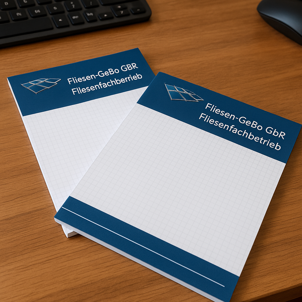 Block mit Leimbindung, DIN A4, 50 Blatt, 4/0 farbig einseitig bedruckt (20 Stück)