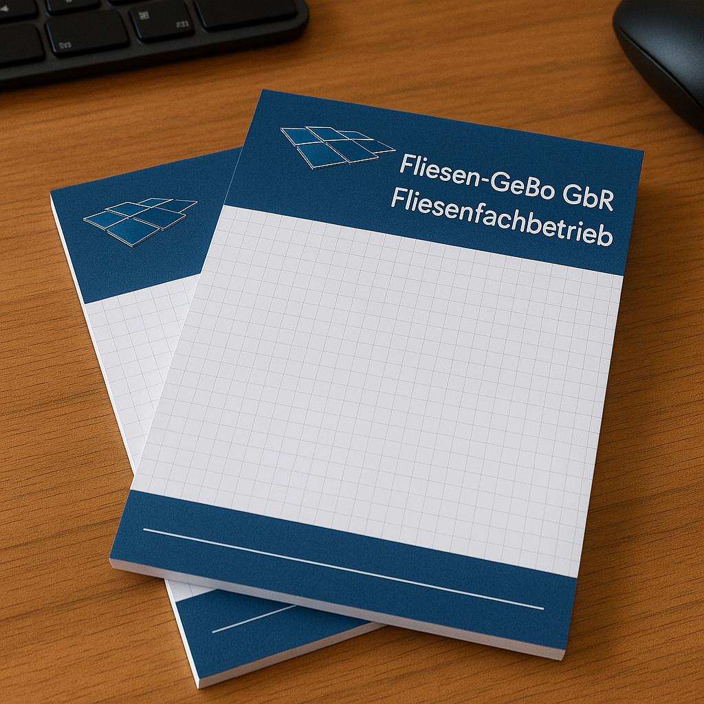 Block mit Leimbindung, DIN A5, 50 Blatt, 4/0 farbig einseitig bedruckt (20 Stück)