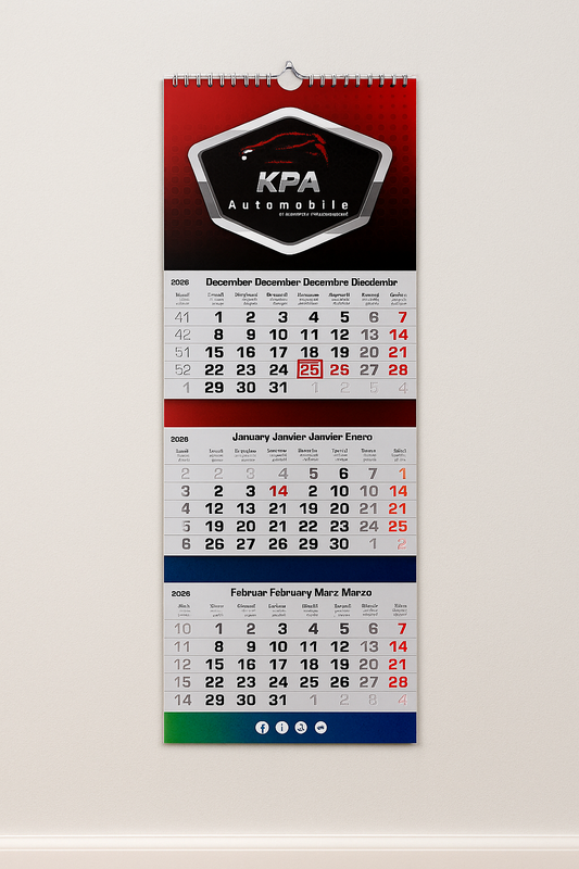 3-Monatskalender (Mehrblock), 30 x 70 cm (4/0-farbig) (5 Stück)